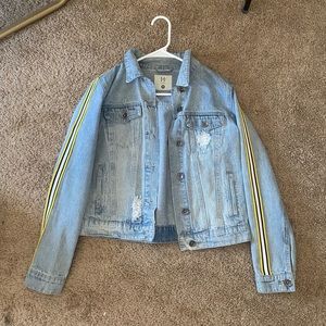 Light Wash Yellow-Striped Jean Jacket